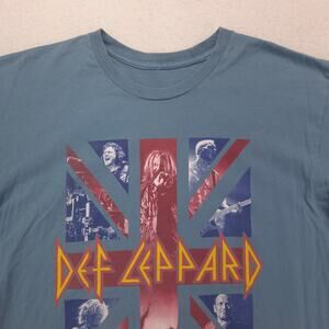 Def Leppard Band Graphic Crew Neck T Shirt Adult Mens Size Large L Blue